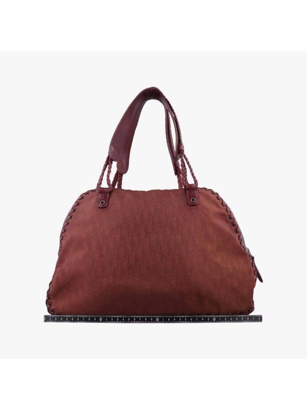 Dior Ethnic Tote Wine Red Multicolor Canvas Leather View 2